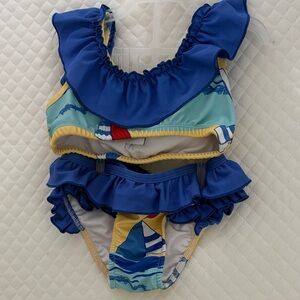 Blue and Yellow Kids Swim Bikini